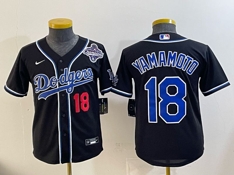 Youth Nike 2026 Los Angeles Dodgers #18 Yamamoto Black Game MLB Jersey 080